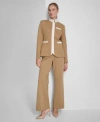 Tommy Hilfiger Womens Colorblocked Patch Pocket Blazer High Rise Jersey Pants In Tigr Eye,i