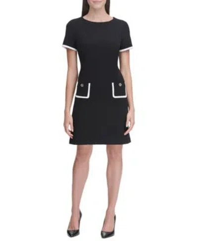 Tommy Hilfiger Womens Colorblocked Pocket Sheath Dress 0p 18 In Black