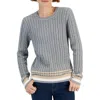Tommy Hilfiger Womens Contrast Trim Cable Knit Crewneck Sweater In Multi