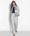 Tommy Hilfiger Womens Contrast Trim Crewneck Top Contrast Trim Puff Sleeve Jacket Sailor Pants In Ivory