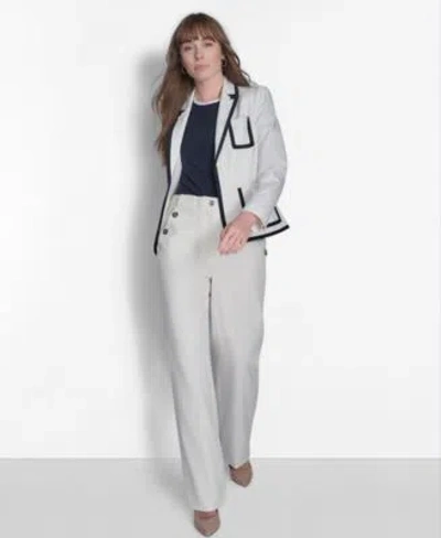 Tommy Hilfiger Womens Contrast Trim Crewneck Top Contrast Trim Puff Sleeve Jacket Sailor Pants In Ivory