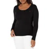 Tommy Hilfiger Womens Cotton Long Sleeve T-shirt In Black