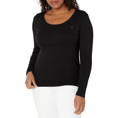 Tommy Hilfiger Womens Cotton Long Sleeve T-shirt In Black