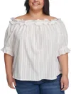 Tommy Hilfiger Plus Size Cotton Off-the-shoulder Top In White
