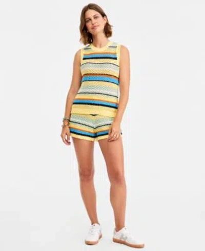 Tommy Hilfiger Womens Crochet Cotton Sleeveless Sweater Crochet Cotton Shorts In Multi