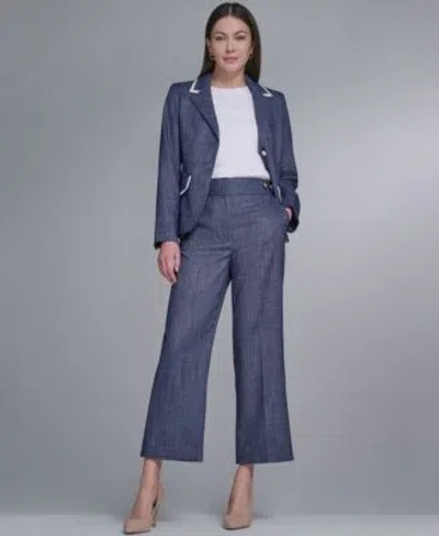 Tommy Hilfiger Womens Crosshatch Blazer Tab Waistband Pants In Blue