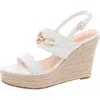Tommy Hilfiger Womens Embellished Faux Leather Ankle Strap In White