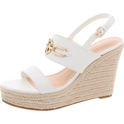 Tommy Hilfiger Womens Embellished Faux Leather Ankle Strap In White