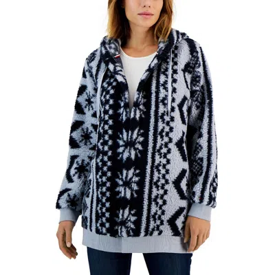 Tommy Hilfiger Womens Faux Fur Fair Isle Open Front In Multi