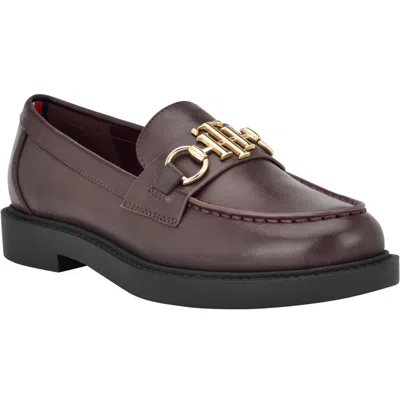 Tommy Hilfiger Womens Faux Leather Embellished Loafers In Pink