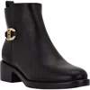Tommy Hilfiger Womens Faux Suede Block Heel Ankle Boots In Black