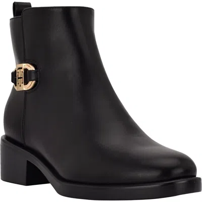 Tommy Hilfiger Womens Faux Suede Block Heel Ankle Boots In Dark Brown