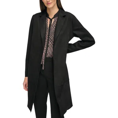 Tommy Hilfiger Women's Fuaux-suede Long-sleeve Topper Jacket In Black