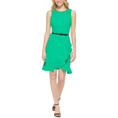 Tommy Hilfiger Womens Faux Wrap Polyester Wrap Dress In Green