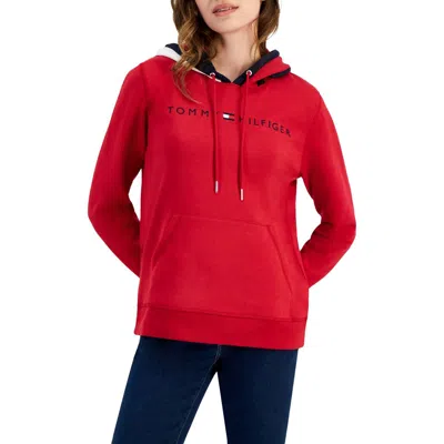 Tommy Hilfiger Womens Fleece Sweatshirt Hoodie In Chili Pepper