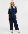 Tommy Hilfiger Womens Floral Puff Print Tunic Wide Leg Pants In Sky Captain