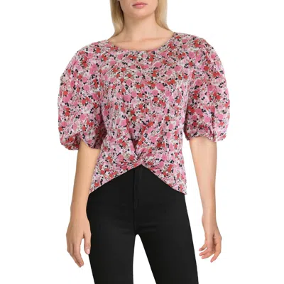 Tommy Hilfiger Womens Floral Puff Sleeve Blouse In Multi
