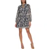 Tommy Hilfiger Womens Floral Tie Neck Shirtdress In Black