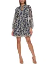 Tommy Hilfiger Womens Floral Tie Neck Shirtdress In Multi
