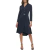 Tommy Hilfiger Womens Jersey Collared Shirtdress In Blue