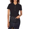 Tommy Hilfiger Womens Logo Collared Polo Top In Black