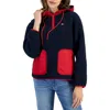Tommy Hilfiger Women's Faux Shearling Hooded Quarter Zip Pullover In Multi
