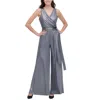 Tommy Hilfiger Womens Metallic Faux Wrap Jumpsuit In Silver