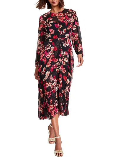 Tommy Hilfiger Womens Metallic Mid Calf Wrap Dress In Multi