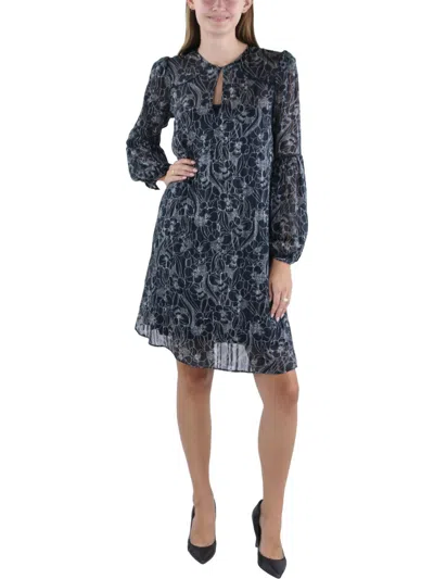 Tommy Hilfiger Womens Metallic Mini Shift Dress In Blue