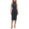Tommy Hilfiger Womens Mock Neck Polka Dot Midi Dress In Multi