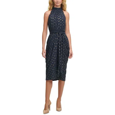 Tommy Hilfiger Womens Mock Neck Polka Dot Midi Dress In Multi
