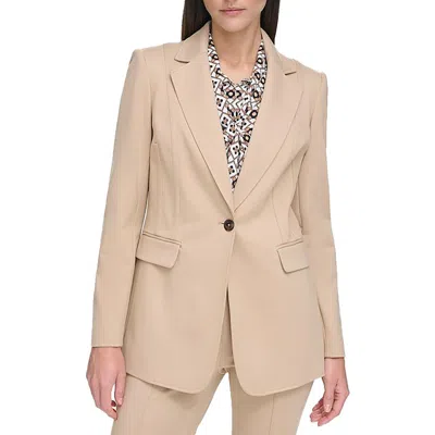 Tommy Hilfiger Womens Notch Collar Suit Separate One-button Blazer In Beige