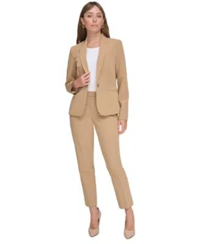 Tommy Hilfiger Womens One Button Blazer Faux Wrap Top Slim Leg Ankle Pants In Tigers Eye