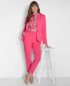 Tommy Hilfiger Womens One Button Blazer Sloane Pants Printed Puff Sleeve Blouse In Rosette