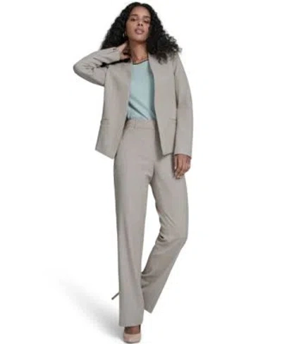 Tommy Hilfiger Womens Plaid Open Front Blazer Short Sleeve Tipped Sweater Plaid Bootcut Trousers In Gray