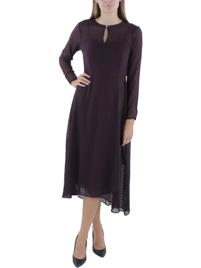 Tommy Hilfiger Womens Polka Dot Career Midi Dress In Purple