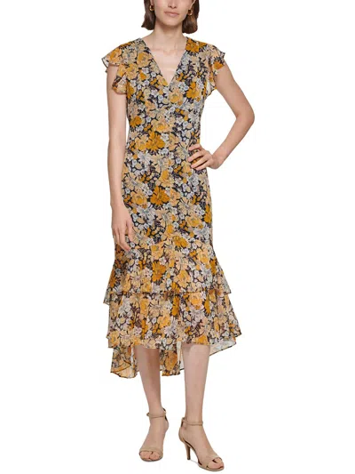 Tommy Hilfiger Womens Polyester Long Maxi Dress In Yellow