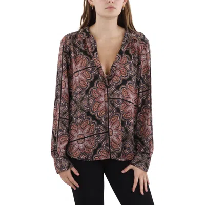 Tommy Hilfiger Womens Printed Chiffon Pullover Top In Black