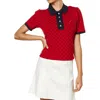 Tommy Hilfiger Womens Printed Cotton Polo Top In Red