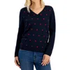 Tommy Hilfiger Womens Printed Knit V-neck Sweater In Blue
