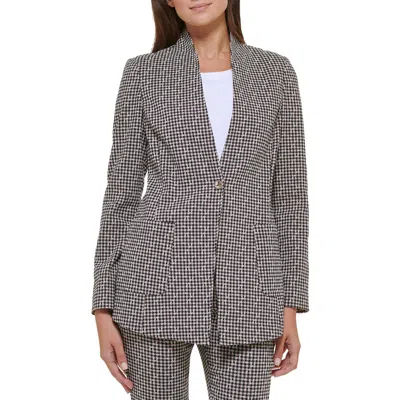 Tommy Hilfiger Womens Printed Padded Shoulder One-button Blazer In Multi