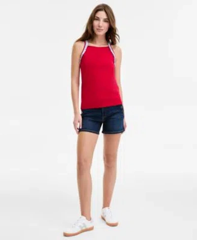 Tommy Hilfiger Womens Ruffle Trim Tank Top Greenwich Sailor Jean Shorts