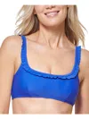 Tommy Hilfiger Womens Ruffled Removable Padding Bikini Swim Top In Blue