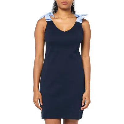 Tommy Hilfiger Womens Sleeveless Bow Shift Dress In Blue