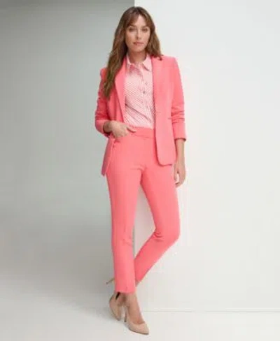 Tommy Hilfiger Womens Slim One Button Blazer Striped Shirt Slim Leg Ankle Pants In Sherbet