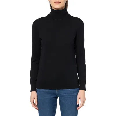 Tommy Hilfiger Womens Solid Cotton Turtleneck Sweater In Black