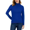 Tommy Hilfiger Womens Solid Cotton Turtleneck Sweater In Blue