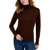Tommy Hilfiger Womens Solid Cotton Turtleneck Sweater In Brown