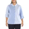 Tommy Hilfiger Womens Striped Cotton Button-down Top In Blue