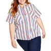Tommy Hilfiger Plus Size Striped Camp Shirt In Multi